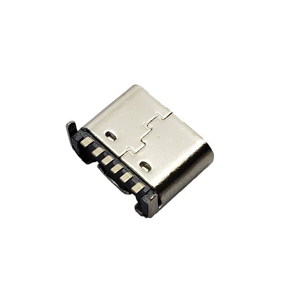 TYPE-C母座6PIN 板上型 后两脚插板 6.5 6.8